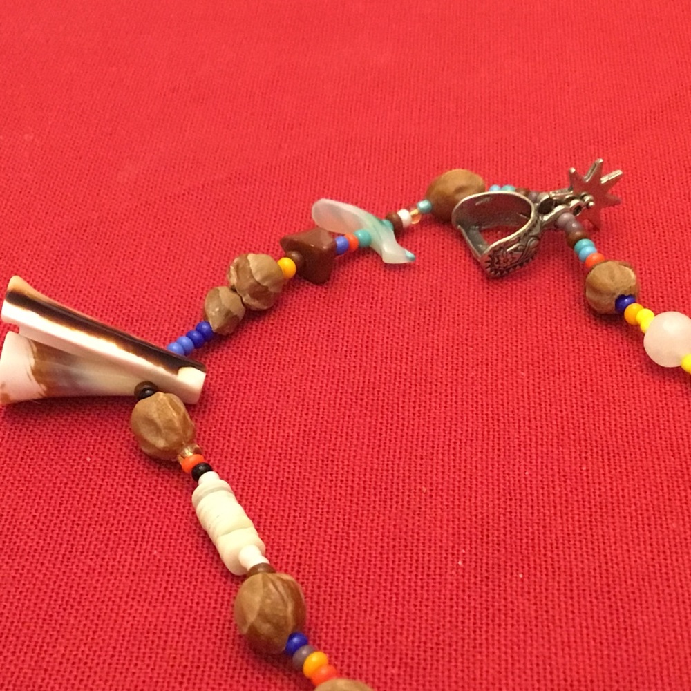 Whimsical bead & seashell necklace 32”